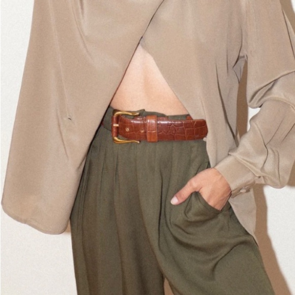 Wide leg pants trousers high wasted pants loose fit dark olive green trousers